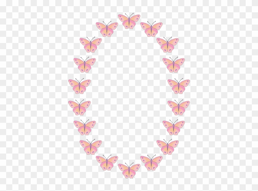 Pink Scallop Circle Frame Clip - Brush-footed Butterfly #355907