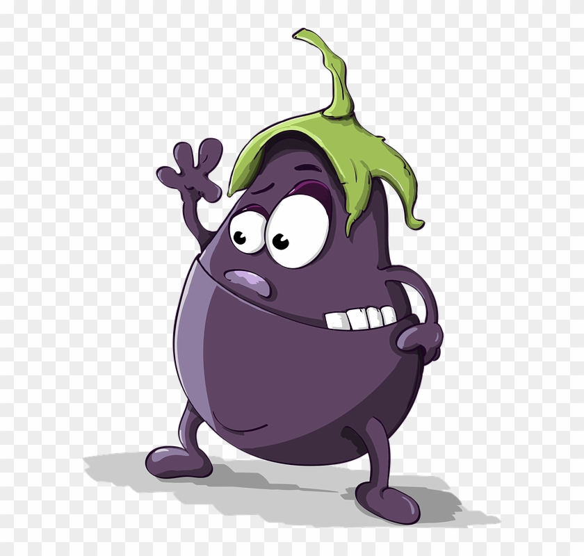 Eggplant, Purple, Vegetable, Eyed, Toothy, Cartoon - Cartoon Characters #370295