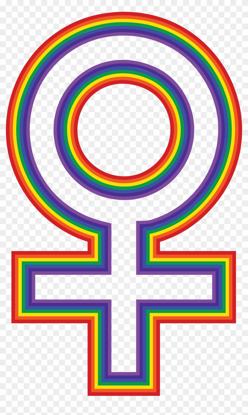 Free Clipart Of A Rainbow Female Gender Symbol - Circle #371651