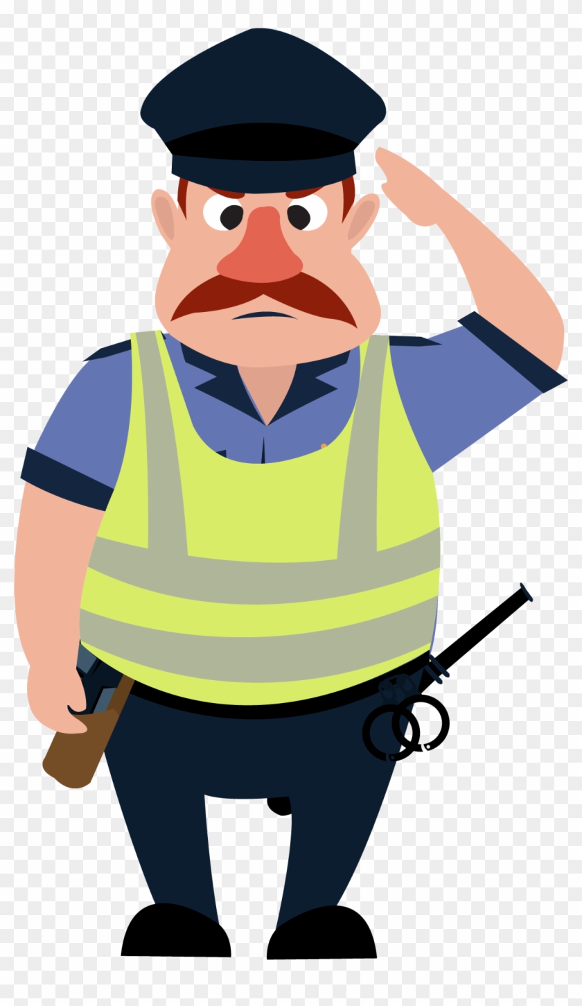 Salute Police Officer Security Guard Cartoon People's - Security Guard