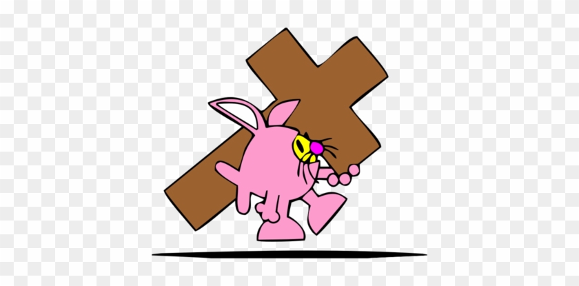 Easter Bunny Clip Art Cross - Easter Bunny Carrying Cross #382313