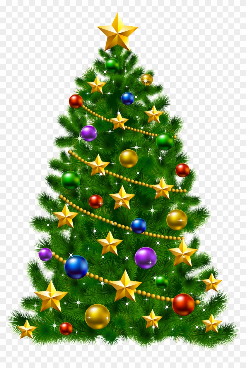 Transparent Christmas Tree With Stars Png Clipart - Christmas Tree With Stars #383296