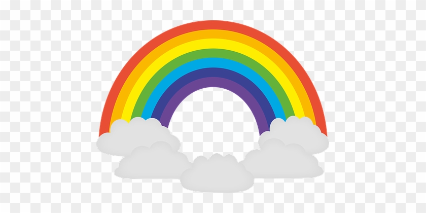 Rainbow, Colorful, Prism, Chromatic - Rainbow And Clouds Png #64143