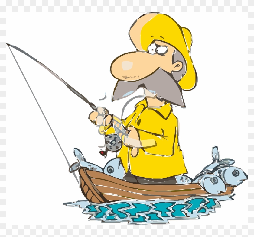 cartoon fisherman in boat