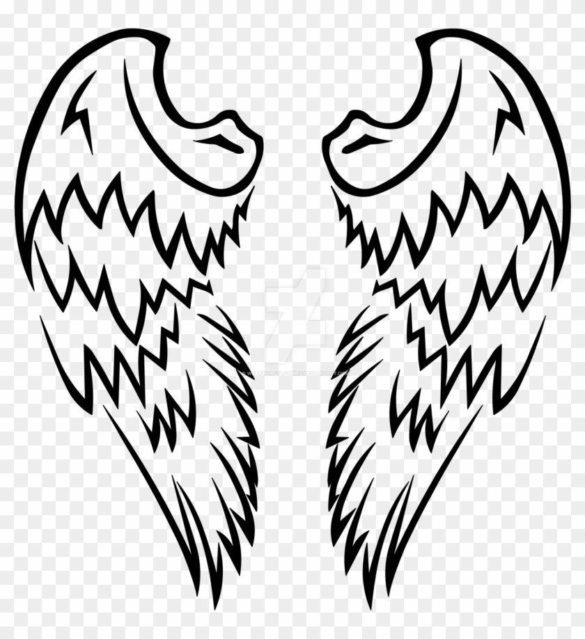Tribal Angel Wings Tattoo Design By Wearwolfclothing - Easy Angel Wings Tattoo #396137