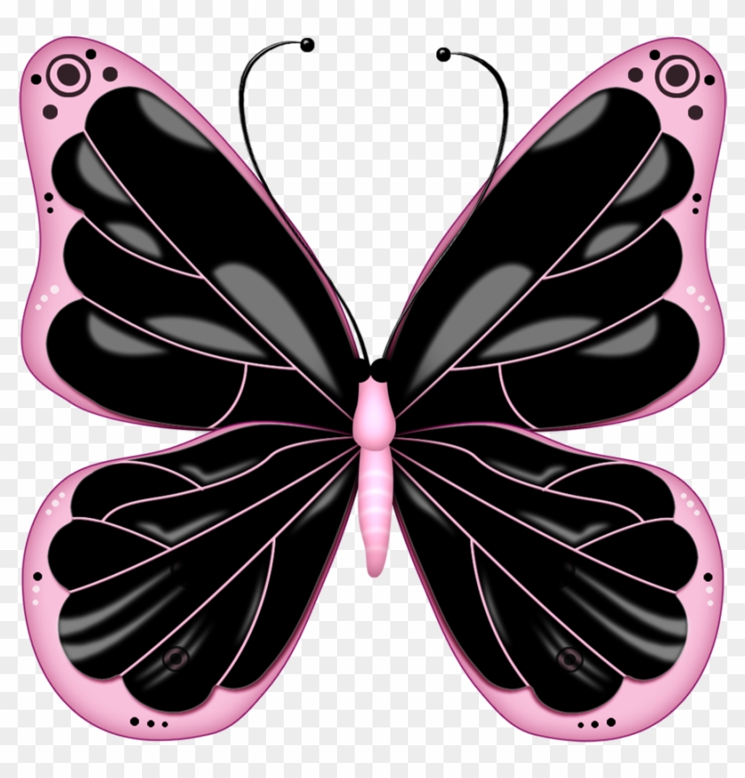 Pink Butterfly Clip Art Black And White - Pink And Black Butterflies #399149