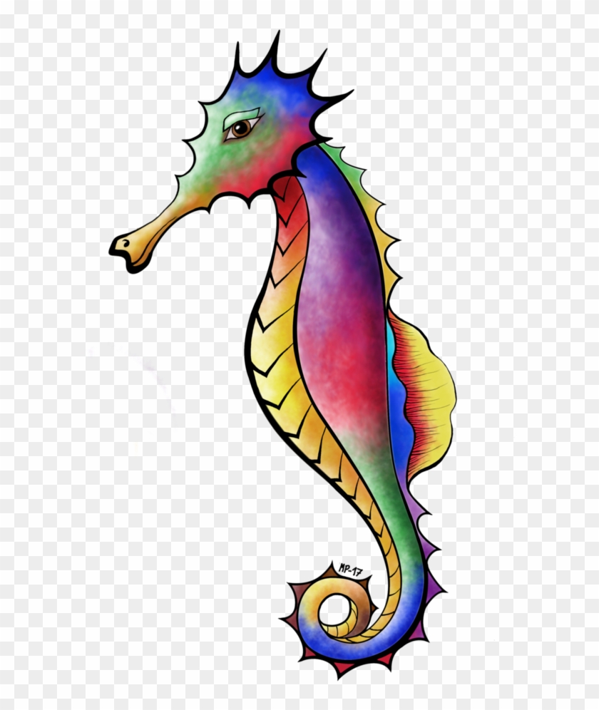 seahorse drawing colorful