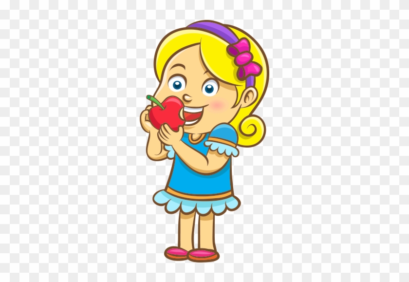 Clipart Elma Yiyen Kız Çocuğu - Eating Png Cartoon - Full Size PNG ...