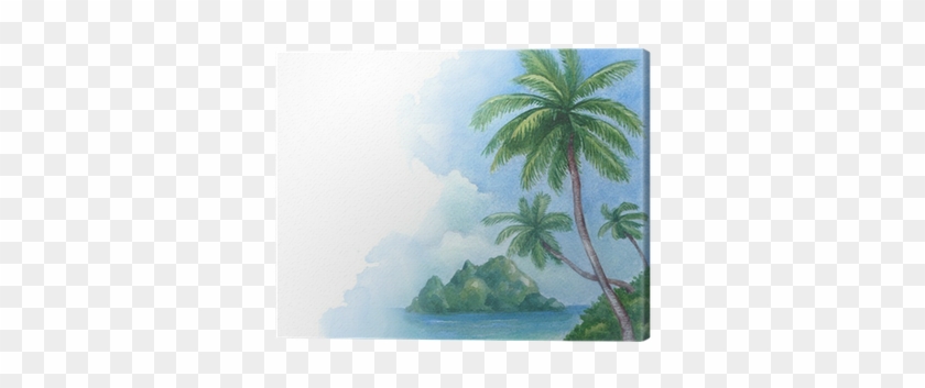 Cuadro En Lienzo Ilustración De La Acuarela De La Playa - Hawaii Watercolor #417640