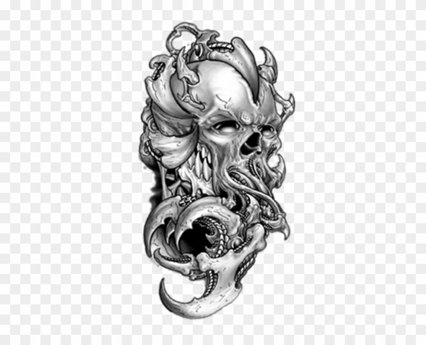 Tattoo Skull Png - Tribal Phoenix And Skull Drawings - 500x496 PNG Download  - PNGkit