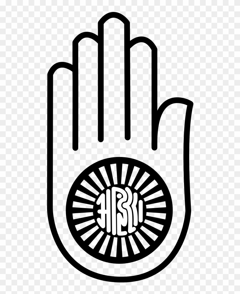 The Hand With A Wheel On The Palm Symbolizes Ahimsa - Ahimsa Symbol #420691