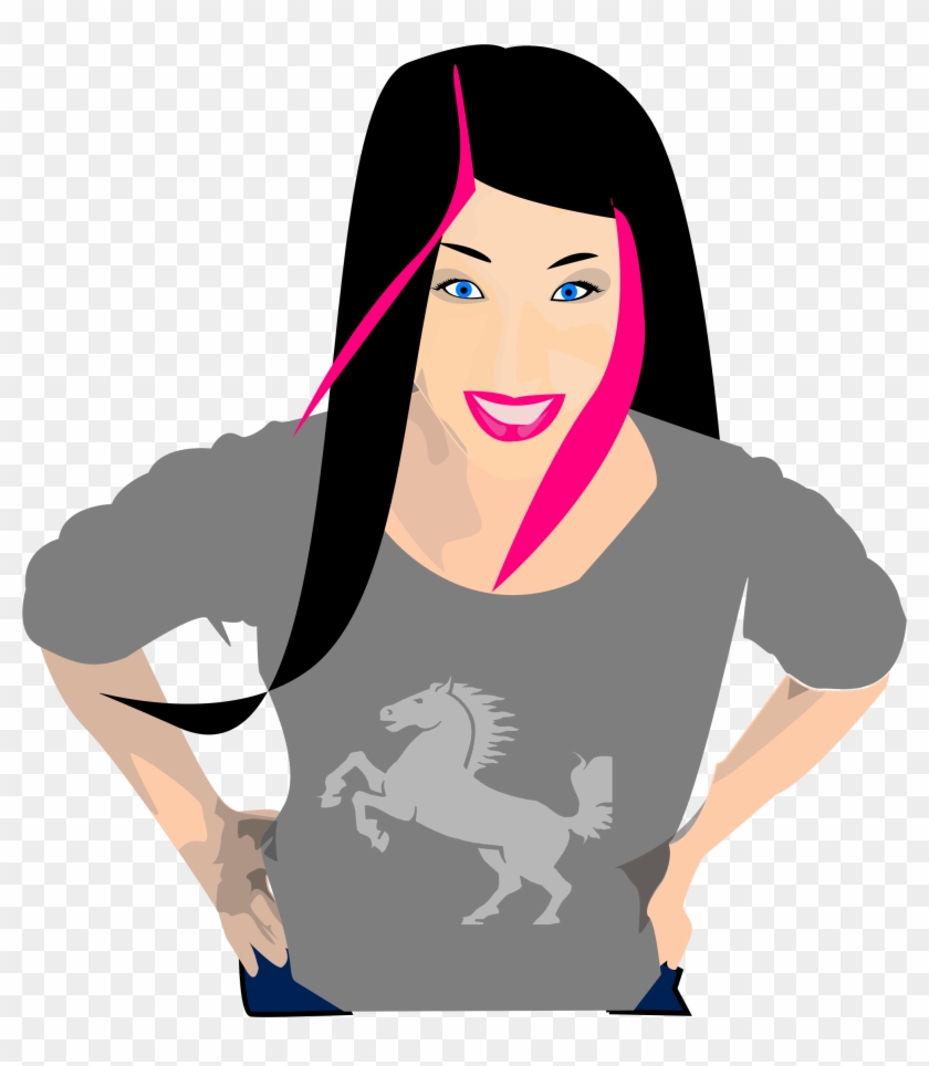 Pink Hair Clipart - Black Hair Mom Cartoon #429089