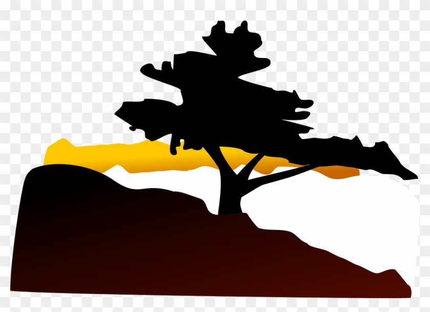 Silhouette Tree Sunset Landscape Png Image - Bonsai Tree Clip Art #431388