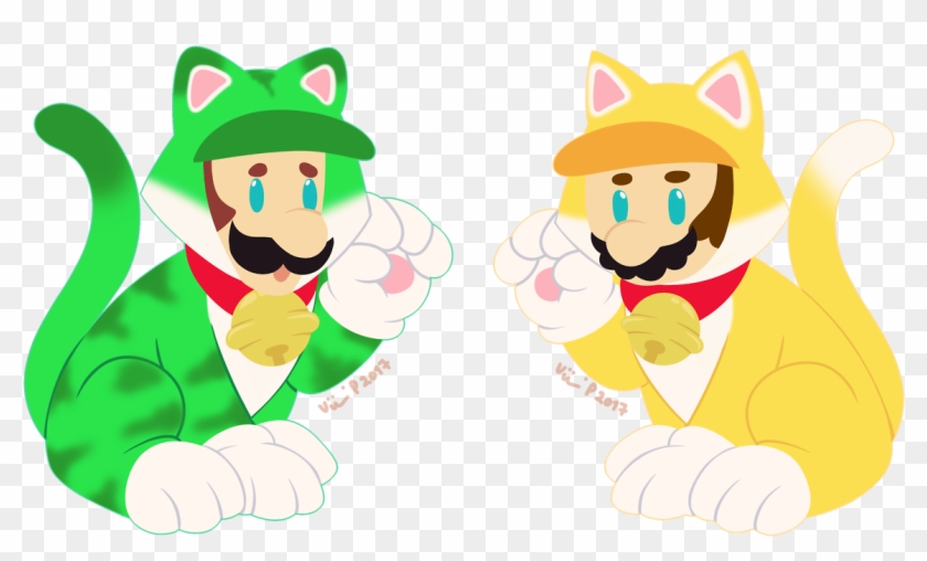 Art Post My Art Mario Luigi Cat Mario Cat Luigi Super - Super Mario 3d World Cat Mario And Luigi #434682