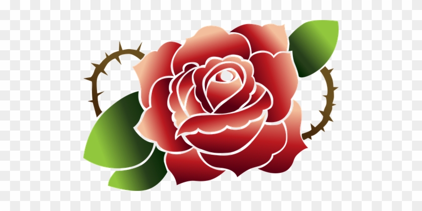 Rose Red Tattoo Thorns Flower Bloom Blosso - Clip Art #448133