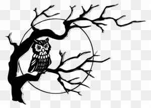 Clip Art Details - Owl On A Tree Drawing