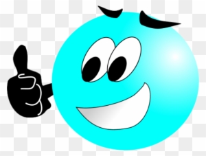 Smiley Face Making Thumbs Up Vector Clip Art - Blue Smiley Face Thumbs Up