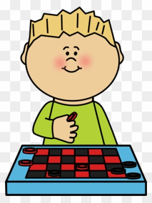girl playing checkers clip art