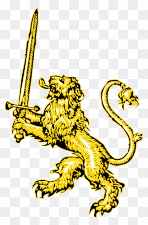 Yellow Lion With Sword Clip Art - Golden Lion With Sword