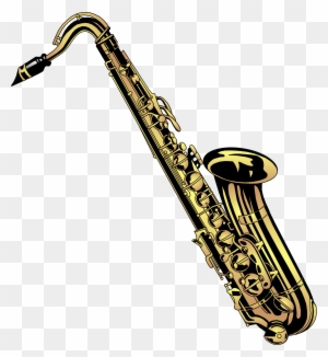 Saxophone Clipart Tenor Saxophone - Black And White Saxophone - Free ...