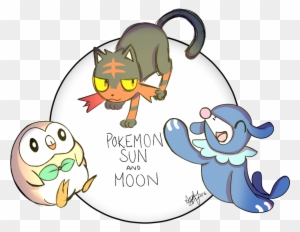 Pokemon Sun And Moon Starters By Pinksakuraflower1 - Sun Moon Drawings Pokemon