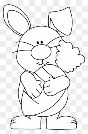cute rabbit black and white clipart