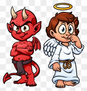 Devil Shoulder Angel Illustration - Angel And Devil Cartoon