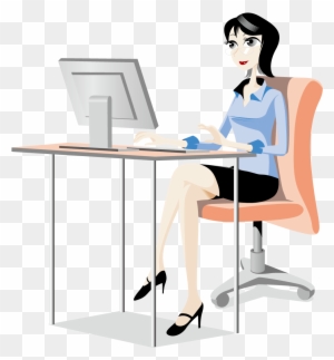 Sitting In Front Of Computer Office Girl - Sitting In Front Of Computer Office Girl