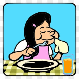 Cartoon Girl Eating Breakfast
