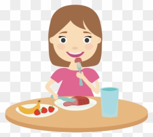 Breakfast Intuitive Eating Food Lunch - Girl Eating Breakfast Cartoon