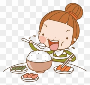 Eating Cartoon Girl - Cute Cartoon Eating