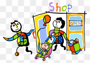 Vector Illustration Of Family Shops In Retail Shopping Holding The Door Open Free Transparent Png Clipart Images Download