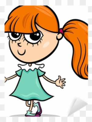 Cute Little Girl Cartoon Illustration Sticker • Pixers® - Little Girl Cartoon