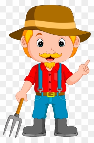 A Farmer Man Vector Character Illustrated In Typical - Farmer Cartoon ...