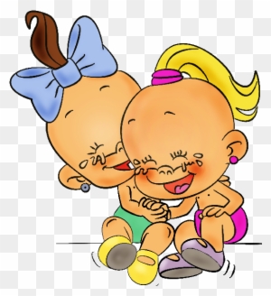 Cute Cartoon Baby Boy And Girl