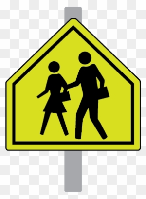 Photo Of A Yellow School Crossing Sign Mounted On A - School Zone Sign 