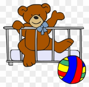 Baby Bear In Crib - Teddy Bear Clip Art