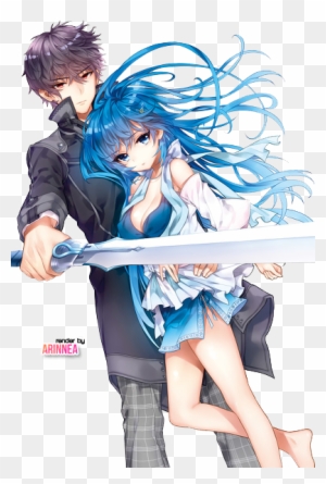 Anime Couple Tough Anime Love Anime Guy With Sword Anime Girl Blue Hair With Boy Free Transparent Png Clipart Images Download