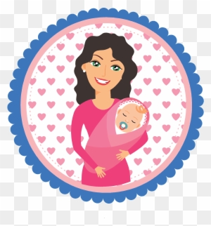 Free Clipart Of A Happy Mom Holding Her Baby In A Circle - Mom And Baby Png