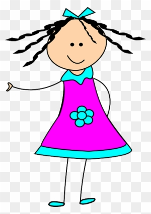 Jeune Fille, Enfant, Heureux, Robe, Stickman - Little Girl Clipart ...