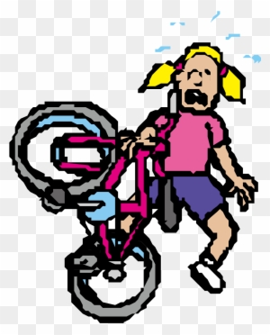 little girl falling off bike