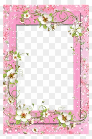 Delicate Pink Photo Frame With Floral Flower Decorations - White ...