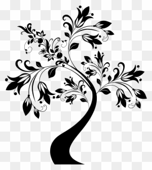 tree branches clipart black and white flower