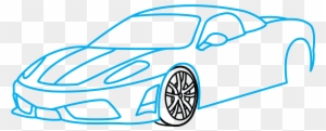 How To Draw Ferrari 360, A Sports Car, Easy Step By - Ferrari Drawing Step By Step