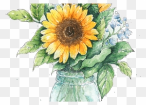 Download Ftestickers Watercolor Sunflower Masonjar Sunflower Vase Png Free Transparent Png Clipart Images Download