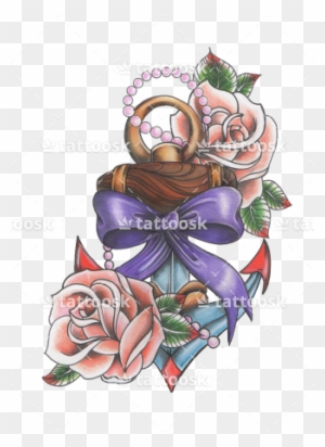 anchor rose tattoo design