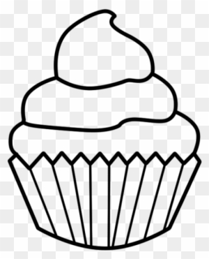 cartoon cupcake black and white