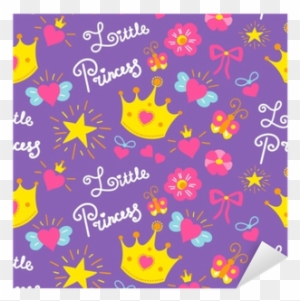 Stickers Little Princess Pattern Vector Cute Girl Background - Cute Background For Girls