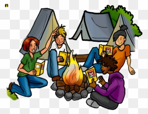 people around a campfire clipart images