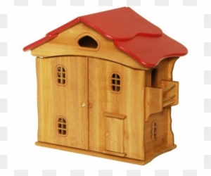 wooden dollhouse red roof